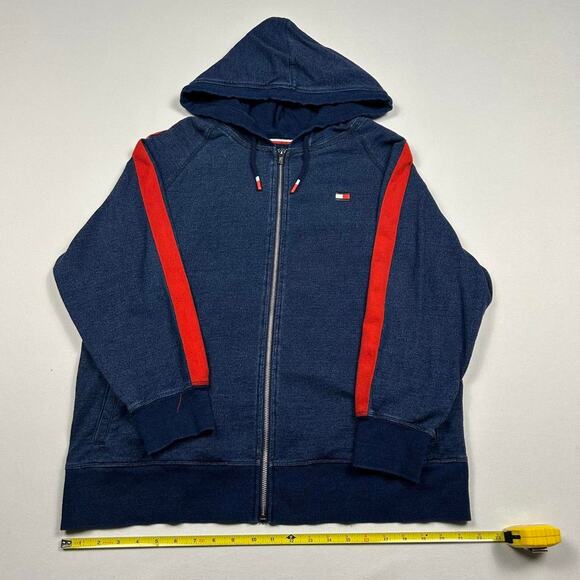 Vintage Tommy Hilfiger Navy and Red Zip Up Hoodie - Picture 6 of 6